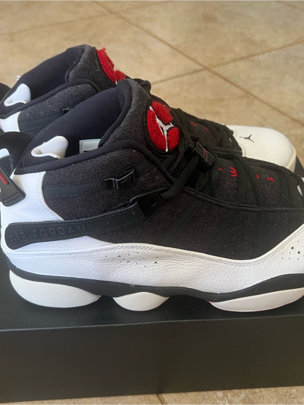 Jordan 6 Ring Shoes - White/Black/Gym Red - Picture 5 of 6